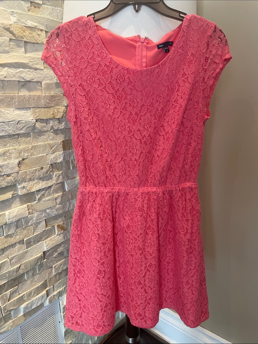 Coral Lace Fit & Flare Dress
